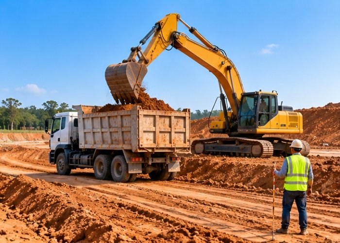 Site preparation and earthwork for road construction